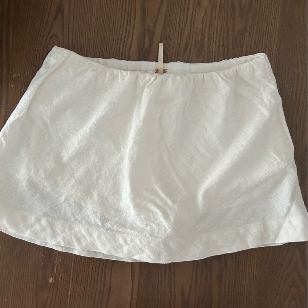 Free People Linen White Mini Skirt